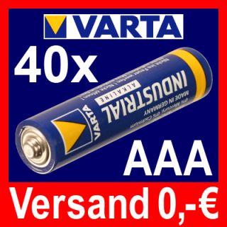 40x Batterien Micro AAA LR3 VARTA Industrial Batterie°