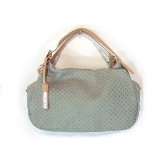 NICOLI Salvia Green Tan Designer Italian Leather Handbag Purse Tote