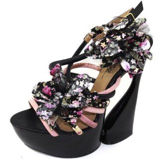 Wild Rose Womens Roma 05 Leatherette Floral Sandals