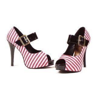 inch sexy high heel mary jane shoes peep toe shoes red white strip