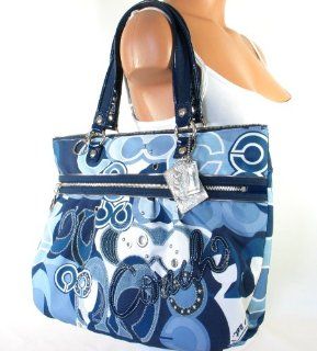 Poppy Blue Jean Pop C Denim Glam Tote Bag 15735 Silver Blue Shoes