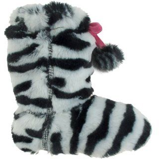 Fur Boot With Tie & Poms Girls Indoor Slipper Pink Combo 12/13: Shoes