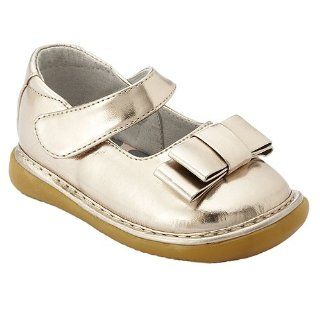 Little Girls Glossy Gold Bow Dress Shoes 3 12 Wee Squeak Shoes