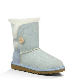 : UGG Australia Childrens Bailey Button Denim Shearling Boots: Shoes