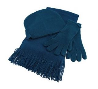 Super Soft Teal Winter Scarf, Hat, Gloves Set Blue