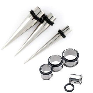 Ear Gauges Stretching Kit Tapers with Plugs Surgical Steel