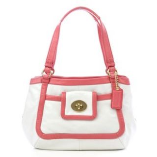 Coach Leather Cricket Satchel Bag Tote 13601 White Coral