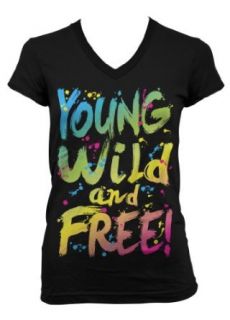 (Cybertela) Young Wild and Free Junior Girls V neck T