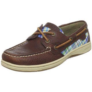 Top Sider Womens Bluefish Boat Shoe,Tan/Navy Plaid,5 M US Shoes