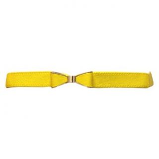 Yellow Bow Shaped Clip Buckle Elastic Stretch Cinch Belt