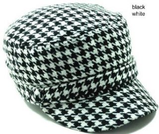 814CD BLACK WHITE Womens wool Military Cadet Houndstooth