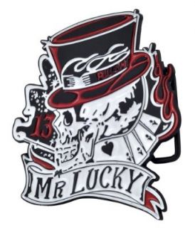 Buckle Rage Mr Lucky Skull & Top Hat Belt Buckle One Size