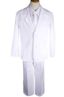 AMJ Dresses Inc 5 Pieces Long Tie White Boys Formal Suit