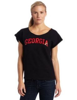 NCAA Georgia Bulldogs Off Shoulder Top Sweatshirt: Sports