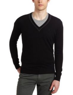 Ben Sherman Mens V Neck Sweater with Color Insert Long