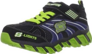 Skechers Lights Pillar Ignus Kids Shoes Black/Navy/Lime Shoes