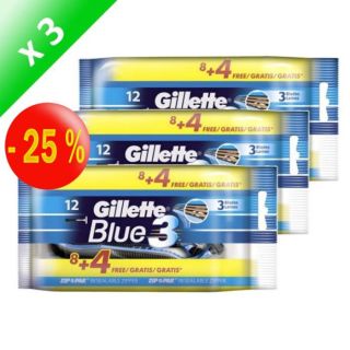 GILLETTE Blue 3 12 Rasoirs Jetables x3   Achat / Vente RASOIR