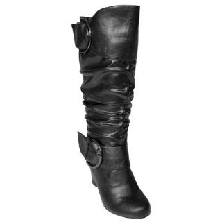  Hailey Jeans Co Womens Wedge Heel Slouchy Mid calf Boots: Shoes