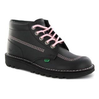 Kick Hi W Core Black Pink Leather Womens Boots Size 37 EU Shoes