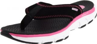 Skechers Womens Liv Relaxed Flip Flop,Black/Hot Pink,11 M US Shoes