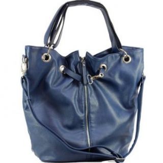 Dasein Tote Bag With Zipper Decoration Navy Blue Simulated