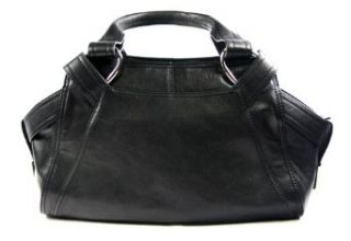 Auth Kooba Riley Black Leather Duffel w/ Turnlock Bag