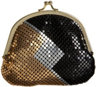  Y & S Mesh Double Coin Purse,Black/Silver/Gold,one size: Shoes