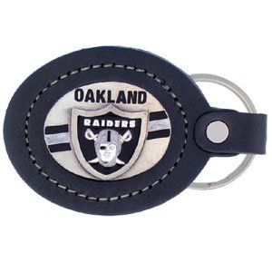 Oakland Raiders Fine Leather/Pewter Key Ring   NFL