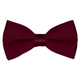 Burgundy Satin Mens 2 1/2 Bow Tie: Clothing