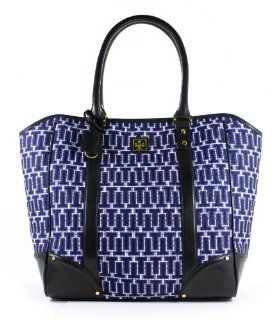 Tory Burch Large Leather Needlepoint T Tote Navy Multi Handbag Shoes