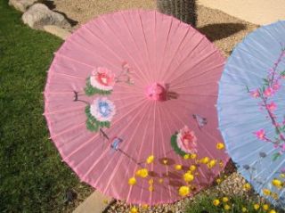 Cloth Parasol, Pink Color w/Flowers #8000P Clothing