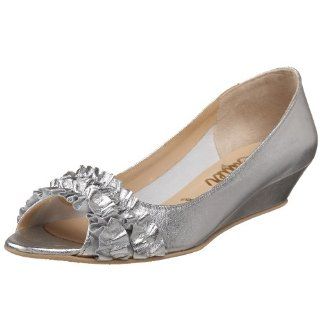  Butter Womens Summer Peep Toe Wedge,Silver Metallic,5 M US Shoes
