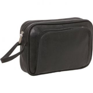 AmeriLeather Leather Travel Toiletry Bag (Black) Clothing