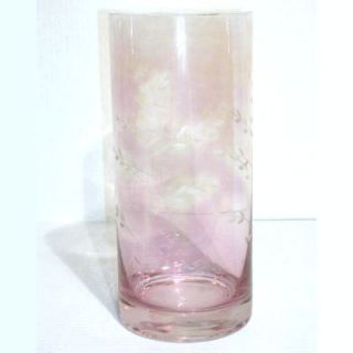 Vase Cylindrique LUSTRE verre 26 cm gravé rose   Achat / Vente VASE