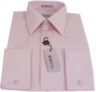 Mens Modena Solid Pink French Cuff Dress Shirt: Clothing