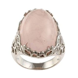 La Preciosa Silvertone Created Rose Quartz Ring