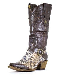  Corral Womens Silver/Brown Python Slouch Boot   C1830: Shoes