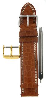 Tan Alligator 22 mm Watch Strap with Extra Buckle