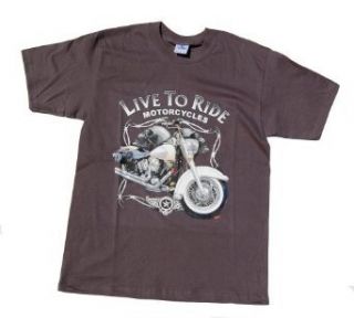 Live to Ride Motorcycles Chopper Skull Motorcycle T Shirt