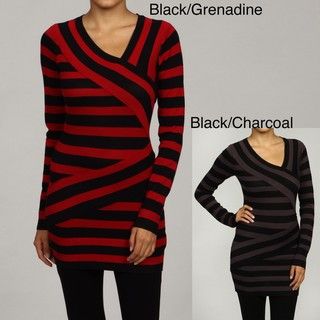 RD Style Womens After Dark Striped Surplice V neck Sweater