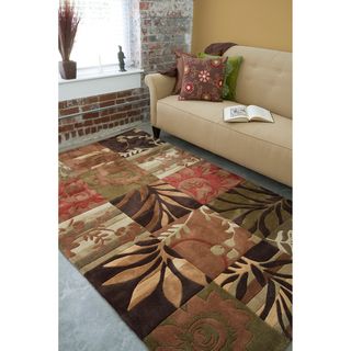 Hand tufted Brown Floral Rug (8 x 11)