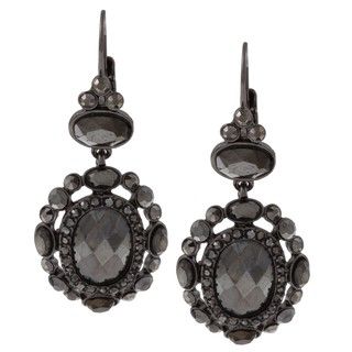 Carolee Lux Black plated Sheer Shimmer Simulated Hematite Earrings