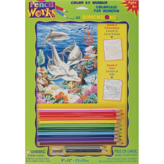 Pencil Works Color By Number Kit 9X12 Dolphins In The Sea Today $7