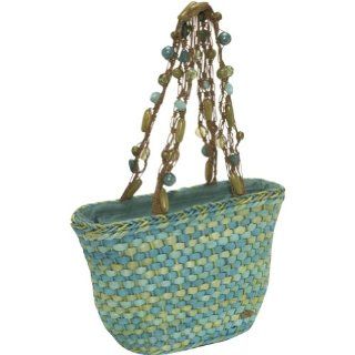 Cappelli Straw Bag W/macrame Beaded Hnd (Turquoise) Shoes