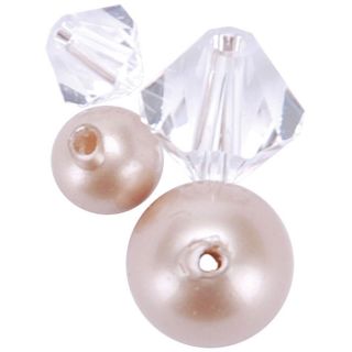 Almond Crystal Bi cone and Pearl Beads (Pack of 28)
