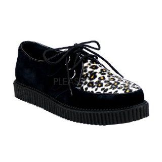 1 inch Creeper Shoe Black Suede Cheetah Fur Shoes