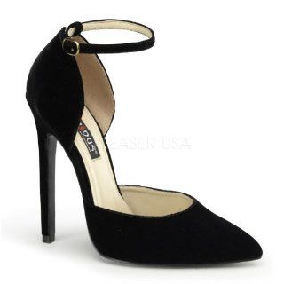 inch Stiletto Heel Ankle Strap D Orsay Pump Black Velvet Shoes