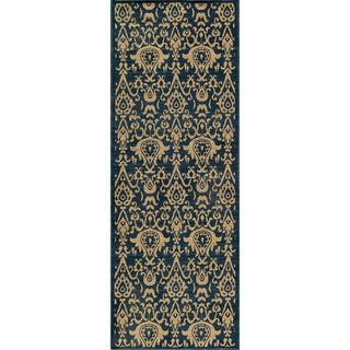 Ikat Chic Navy Wool Rug (27 x 79)