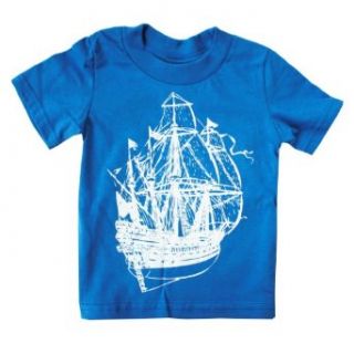 Happy Family Pirate Ship Royal Blue Schooner Kids T Shirt