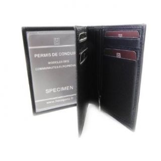 European leather wallet Hexagona granular black